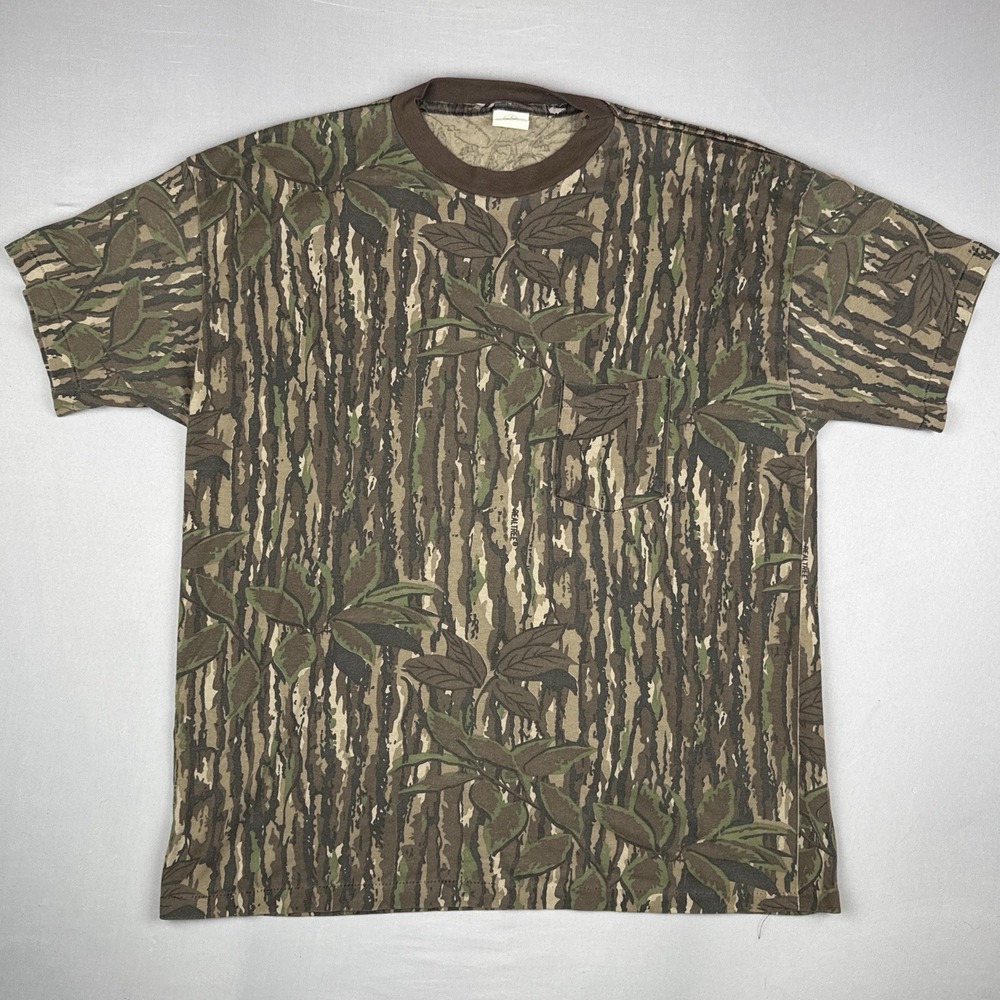 Vintage 80s RedHead Realtree Camo Pocket T Shirt USA Single Stitch Hunting
